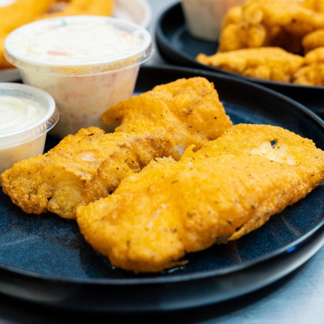 fried cod plate with coleslaw